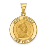 Image of 14K Yellow Gold Polished & Satin St. Charles Medal Pendant