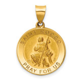 Image of 14K Yellow Gold Polished & Satin St. Rocco Hollow Medal Pendant