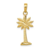 Image of 14K Yellow Gold Polished & Textured 2-D Palmetto Palm Tree Pendant