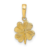 Image of 14K Yellow Gold Polished & Textured 4-Leaf Clover Pendant