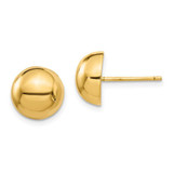Image of 10mm 14K Yellow Gold Polished 10mm Half Ball Stud Post Earrings