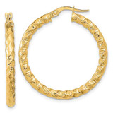 Image of 31.5mm 14K Yellow Gold Polished 3mm Twisted Hoop Earrings TF1146