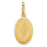 Image of 14K Yellow Gold Polished and Matte Oval Miraculous Medal Pendant LF1623