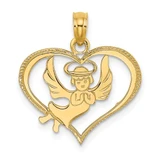 Image of 14K Yellow Gold Polished Angel In Heart Pendant