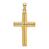 Image of 14K Yellow Gold Polished Beaded Cross Pendant