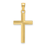 Image of 14K Yellow Gold Polished Beaded Cross Pendant K9830