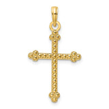 Image of 14K Yellow Gold Polished Beaded Cross Pendant K9849