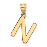 Image of 14K Yellow Gold Polished Bubble Letter N Initial Pendant