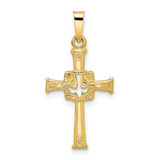 Image of 14K Yellow Gold Polished Cut Out Solid Dove Cross Pendant