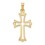 Image of 14K Yellow Gold Polished Cut-Out Fleur De Lis Cross Pendant