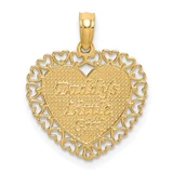Image of 14K Yellow Gold Polished Daddys Little Girl Textured Heart Pendant