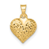 Image of 14K Yellow Gold Polished Diamond-cut Medium Puffed Heart Pendant