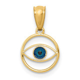 Image of 14K Yellow Gold Polished Enameled Eye Pendant