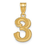 Image of 14K Yellow Gold Polished Etched Number 3 Pendant
