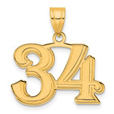 Image of 14K Yellow Gold Polished Etched Number 34 Pendant