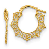 Image of 19mm 14K Yellow Gold Polished Fancy Pattern Hoop Earrings LE1583