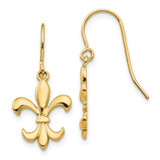Image of 26mm 14K Yellow Gold Polished Fleur De Lis Dangle Earrings