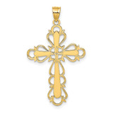 Image of 14K Yellow Gold Polished Lace Trim Cross Pendant