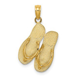 Image of 14K Yellow Gold Polished Large Marco Island Double Flip-Flop Pendant