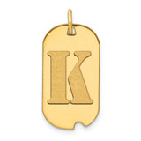 Image of 14K Yellow Gold Polished Letter K Initial Dog Tag Pendant