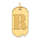 Image of 14K Yellow Gold Polished Letter R Initial Dog Tag Pendant