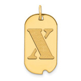 Image of 14K Yellow Gold Polished Letter X Initial Dog Tag Pendant