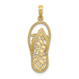 Image of 14K Yellow Gold Polished Multi Flower Flip-Flop Pendant