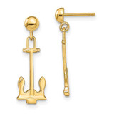 Image of 23mm 14K Yellow Gold Polished Navy Anchor Dangle Earrings