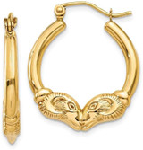 Image of 17mm 14K Yellow Gold Polished Ram Hoop Earrings T897