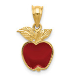 Image of 14K Yellow Gold Polished Red Enameled Apple Pendant