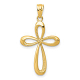 Image of 14K Yellow Gold Polished Ribbon Cross Pendant