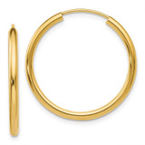 Image of 22mm 14K Yellow Gold Polished Round Endless 2mm Hoop Earrings H980