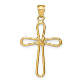 Image of 14K Yellow Gold Polished Rounded Cross w/ -X- Center Pendant K6225