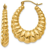 Image of 13mm 14K Yellow Gold Polished Scalloped Hoop Earrings S1502