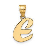 Image of 14K Yellow Gold Polished Script Letter E Initial Pendant