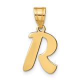 Image of 14K Yellow Gold Polished Script Letter R Initial Pendant