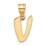 Image of 14K Yellow Gold Polished Script Letter V Initial Pendant