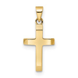 Image of 14K Yellow Gold Polished Tapered Ends Hollow Cross Pendant K9953