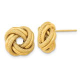 Image of 13.5mm 14K Yellow Gold Polished Textured Double Love Knot Stud Post Earrings TL1074