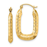 Image of 14K Yellow Gold Polished Textured Rectangle Hoop Earrings TF1454