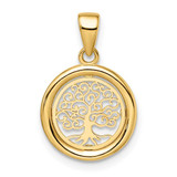 Image of 14K Yellow Gold Polished Tree of Life Circle Pendant