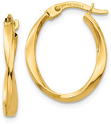 Image of 18mm 14K Yellow Gold Polished Twisted Oval Hoop Earrings