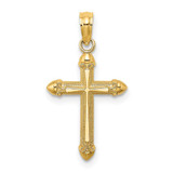 Image of 14K Yellow Gold Polished w/ Scroll Design Cross Pendant