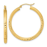 Image of 36.79mm 14K Yellow Gold Polished, Satin & Shiny-Cut Hoop Earrings TF1041