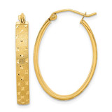 Image of 28.91mm 14K Yellow Gold Polished, Satin & Shiny-Cut Hoop Earrings TF1086