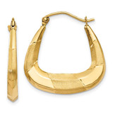 Image of 22mm 14K Yellow Gold Polished, Satin and Shiny-Cut Hoop Earrings