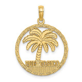 Image of 14K Yellow Gold Puerto Rico Under Palm Tree In Disk Pendant