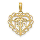 Image of 14K Yellow Gold Registered Nurse Heart Pendant