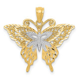 Image of 14K Yellow Gold Rhodium Fancy Butterfly Pendant
