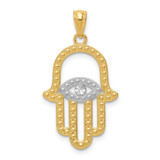 Image of 14K Yellow Gold Rhodium Plated Hamsa Pendant